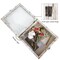 8x8 Wood Shadow Box Frame Glass Door Display Case with Linen Back and 6 Stick Pins,1.5 inches Interior Depth,Ideal for Memorabilia Pictures Flowers Medals Tickets Rustic White